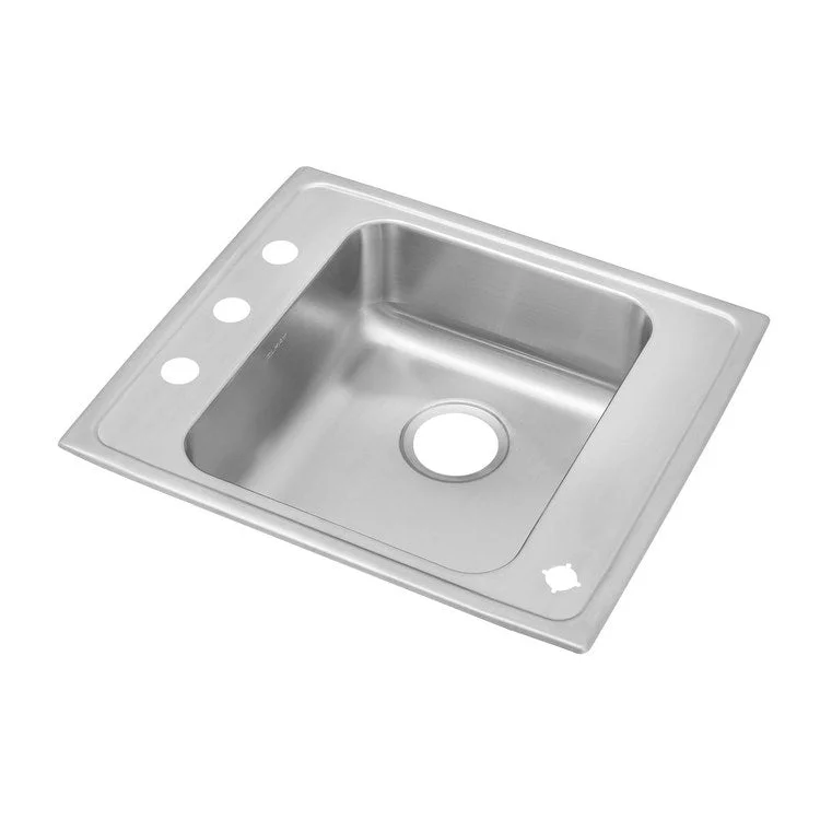 Classroom Sink Lustertone 25 x 22 Inch Single Bowl ADA FR2 Hole Lustrous Satin Drop-In Minimum Cabinet Size 30 Inch 6 Inch 18 Gauge Bottom Only Pads 64090012 Mounting Hardware Included for Countertops Up to 3/4IN