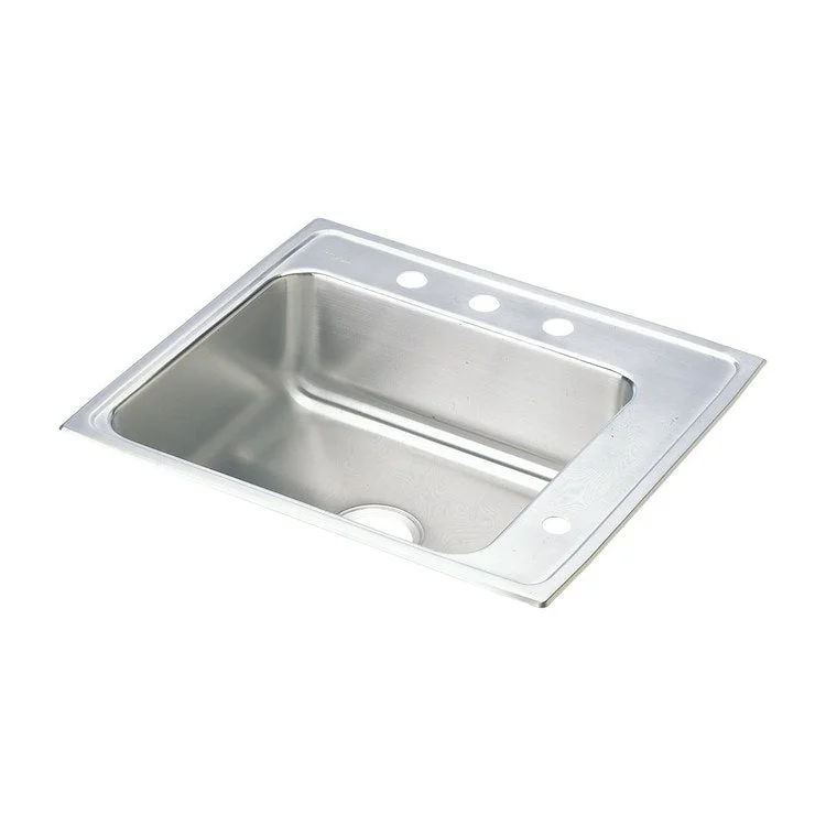 Classroom Sink Lustertone 25 x 22 Inch Single Bowl ADA Right 4 Hole Lustrous Satin Drop-In Minimum Cabinet Size 30 Inch 6 Inch 18 Gauge Bottom Only Pads 64090012 Mounting Hardware Included for Countertops Up to 3/4IN