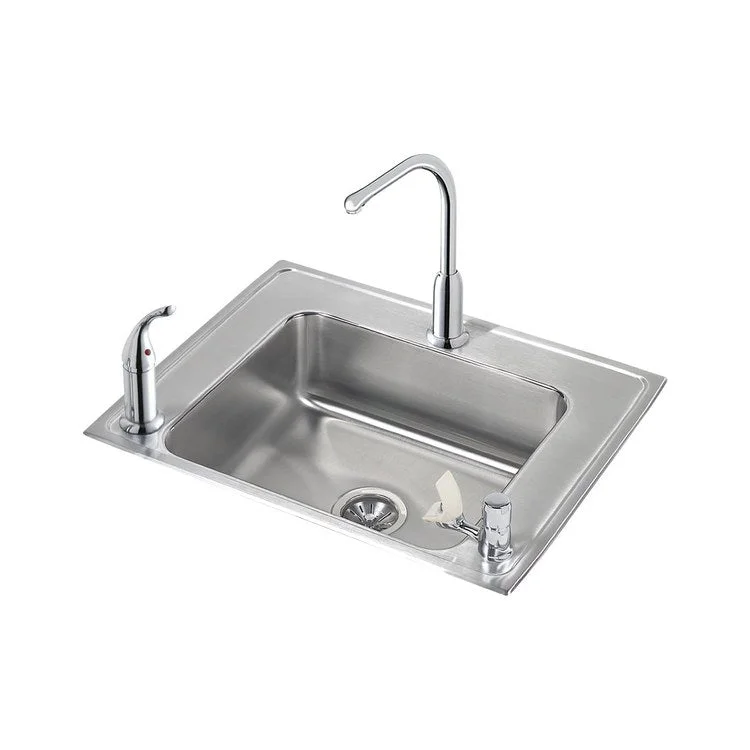 Classroom Sink Lustertone 28 x 22 x 4-1/2 Inch 4-3/8 Inch 1 Bowl ADA Right Kit 3 Hole Lustrous Satin Drop-In 33 Inch