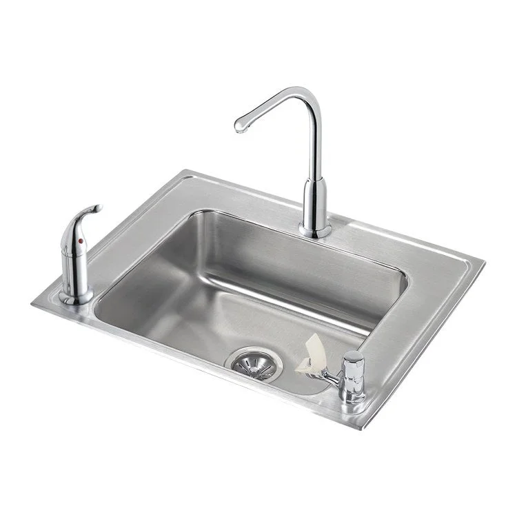 Classroom Sink Lustertone 28 x 22 x 6-1/2 Inch 6-3/8 Inch 1 Bowl ADA Right Kit 3 Hole Lustrous Satin Drop-In 33 Inch