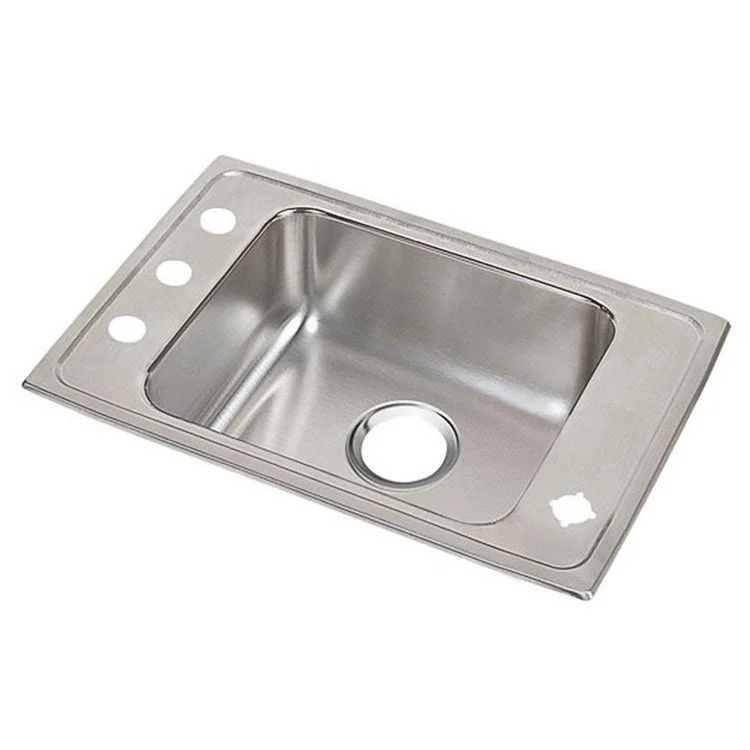 Classroom Sink Lustertone 31 x 19.5 Inch Single Bowl ADA FR4 Hole Lustrous Satin Drop-In Minimum Cabinet Size 36 Inch 6 Inch 18 Gauge Bottom Only Pads 64090014 Mounting Hardware Included for Countertops Up to 3/4IN