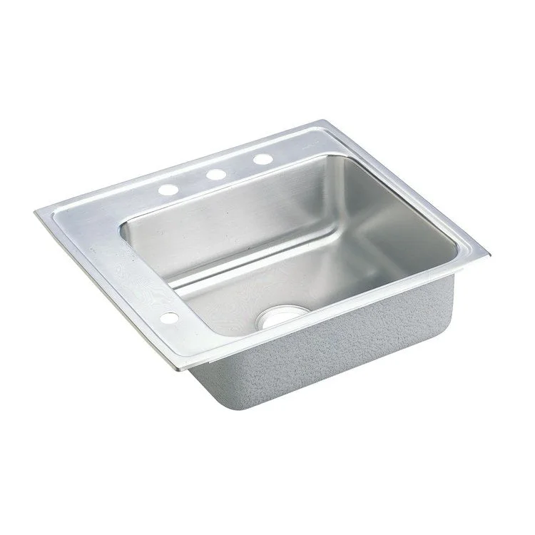 Classroom Sink Lustertone 22 x 19.5 Inch Single Bowl ADA Rectangular Left 4 Hole Lustrous Satin Drop-In Minimum Cabinet Size 27 Inch 4 Inch Quick Clip Mounting System 18 Gauge Bottom Only Pads