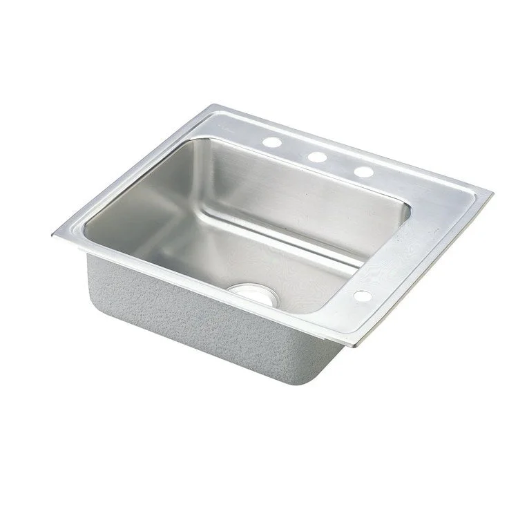 Classroom Sink Lustertone 22 x 19.5 Inch Single Bowl ADA Rectangular Right 4 Hole Lustrous Satin Drop-In Minimum Cabinet Size 27 Inch 5 Inch Quick Clip Mounting System 18 Gauge Bottom Only Pads