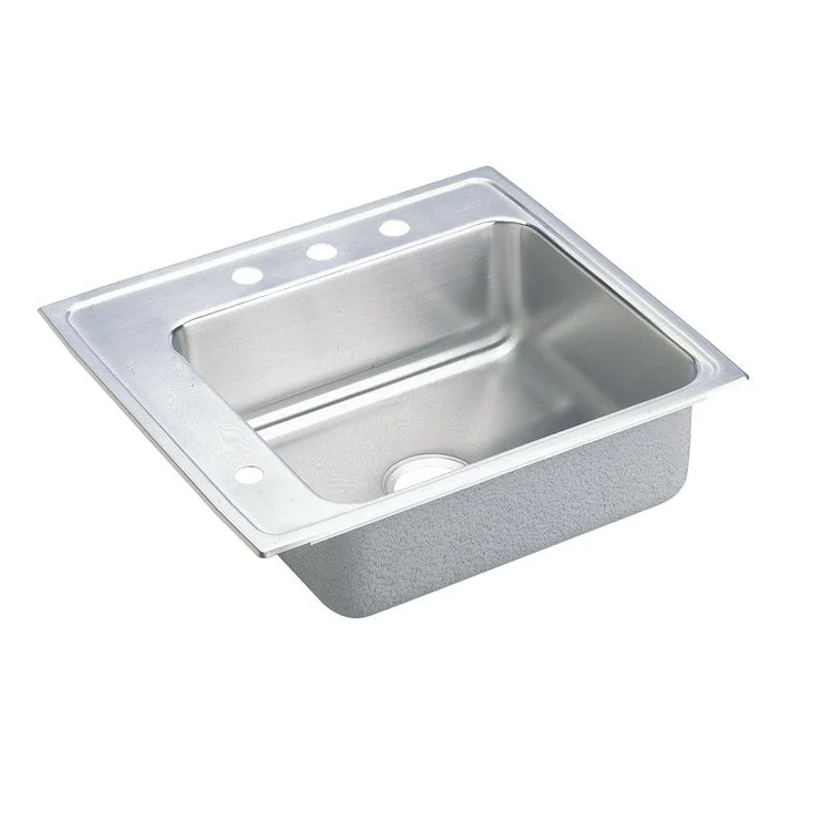 Classroom Sink Lustertone 25 x 22 Inch Single Bowl ADA 2LM Hole Lustrous Satin Drop-In Minimum Cabinet Size 30 Inch 5 Inch Quick Clip Mounting System 18 Gauge Bottom Pads Only Mounting Hardware Included for Up to 3/4IN Countertop