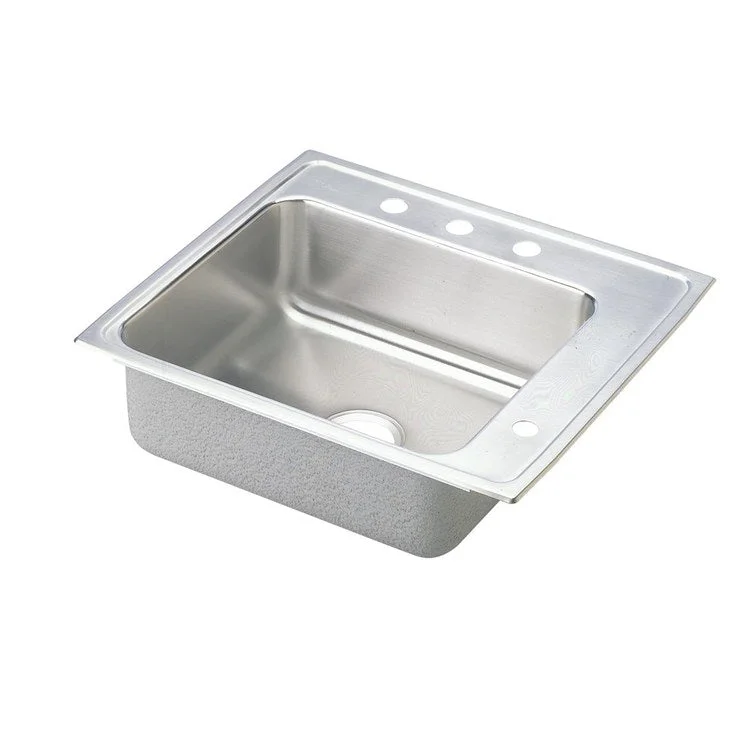 Classroom Sink Lustertone 25 x 22 Inch Single Bowl ADA Right Lustrous Satin Drop-In Minimum Cabinet Size 30 Inch 5 Inch Quick Clip Mounting System 18 Gauge Bottom Pads Only Mounting Hardware Included for Up to 3/4IN Countertop