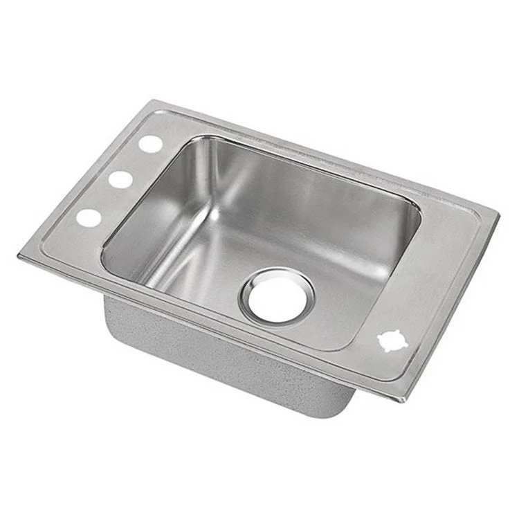 Classroom Sink Lustertone 25 x 22 Inch Single Bowl ADA Lustrous Satin Drop-In Minimum Cabinet Size 30 Inch 5-1/2 Inch Quick Clip Mounting System 18 Gauge Bottom Pads Only Mounting Hardware Included for Up to 3/4IN Countertop