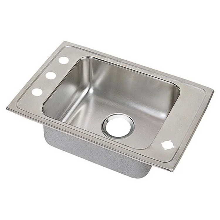 Classroom Sink Lustertone 25 x 22 Inch Single Bowl ADA 4 Hole Lustrous Satin Drop-In Minimum Cabinet Size 30 Inch 6 Inch Quick Clip Mounting System 18 Gauge Bottom Pads Only Mounting Hardware Included for Up to 3/4IN Countertop