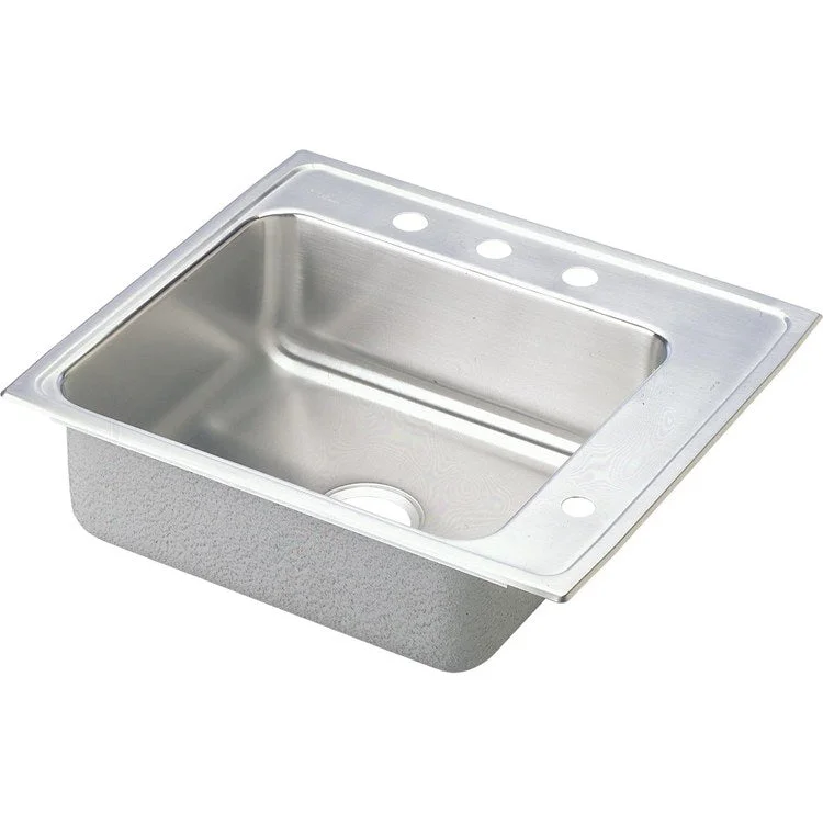 Classroom Sink Lustertone 25 x 22 Inch Single Bowl ADA Right Lustrous Satin Drop-In Minimum Cabinet Size 30 Inch 6 Inch Quick Clip Mounting System 18 Gauge Bottom Pads Only Mounting Hardware Included for Up to 3/4IN Countertop