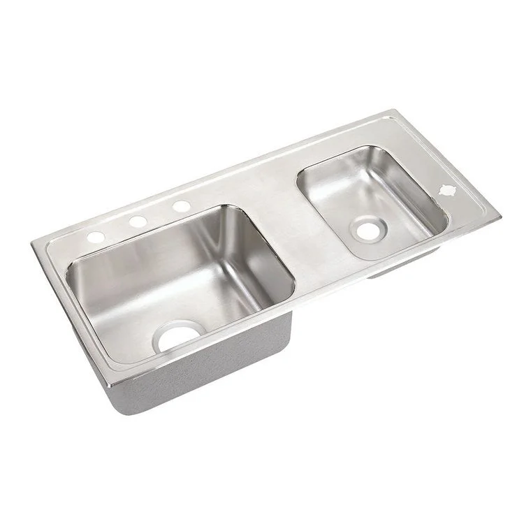 Classroom Sink Lustertone 37.25 x 17 Inch Double Bowl ADA Right Lustrous Satin Drop-In Minimum Cabinet Size 42 Inch 6 Inch Quick Clip Mounting System 18 Gauge Bottom Only Pads Mounting Hardware Included for Up to 3/4IN Countertop