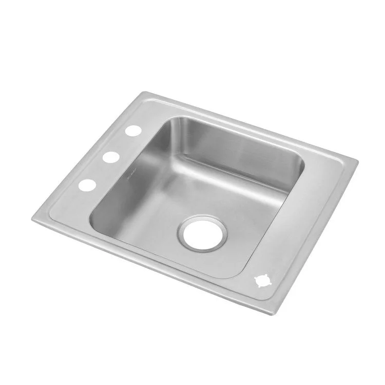 Classroom Sink Lustertone 22 x 19.5 Inch Single Bowl 2 Hole Lustrous Satin Drop-In Minimum Cabinet Size 27 Inch 7-1/2 Inch 18 Gauge Bottom Only Pads 64090012 Mounting Hardware Included for Countertops Up to 3/4IN