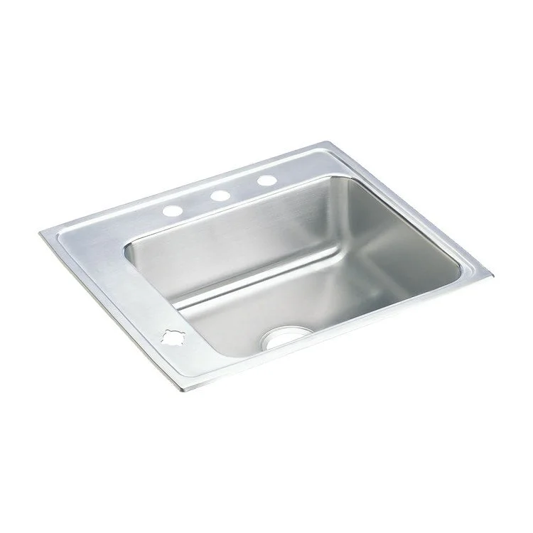 Classroom Sink Lustertone 22 x 19.5 Inch Single Bowl Left 3 Hole Lustrous Satin Drop-In Minimum Cabinet Size 27 Inch 7-1/2 Inch 18 Gauge Bottom Only Pads 64090012 Mounting Hardware Included for Countertops Up to 3/4IN