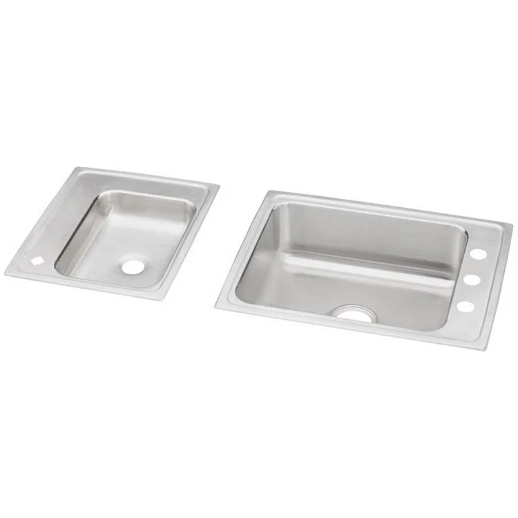 Classroom Sink Lustertone 41 x 19.5 Inch Double Bowl Left 4 Hole Lustrous Satin Drop-In Minimum Cabinet Size 45 Inch 7-5/8 Inch 18 Gauge Side and Bottom Pads 64090008 Mounting Hardware for Countertops Up to 3/4IN