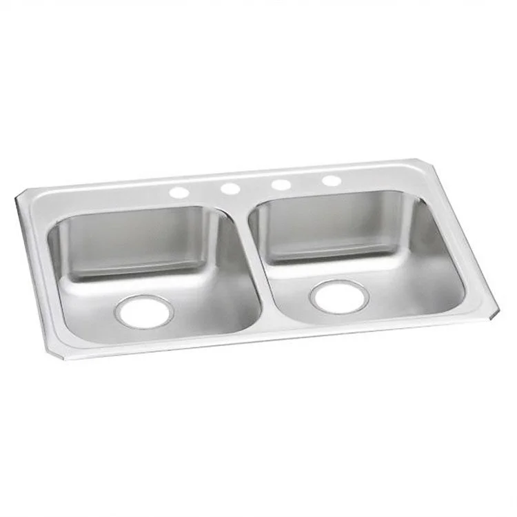 Celebrity 33" Equal Double Bowl Stainless Steel Drop-In Kitchen Sink with 4 Holes