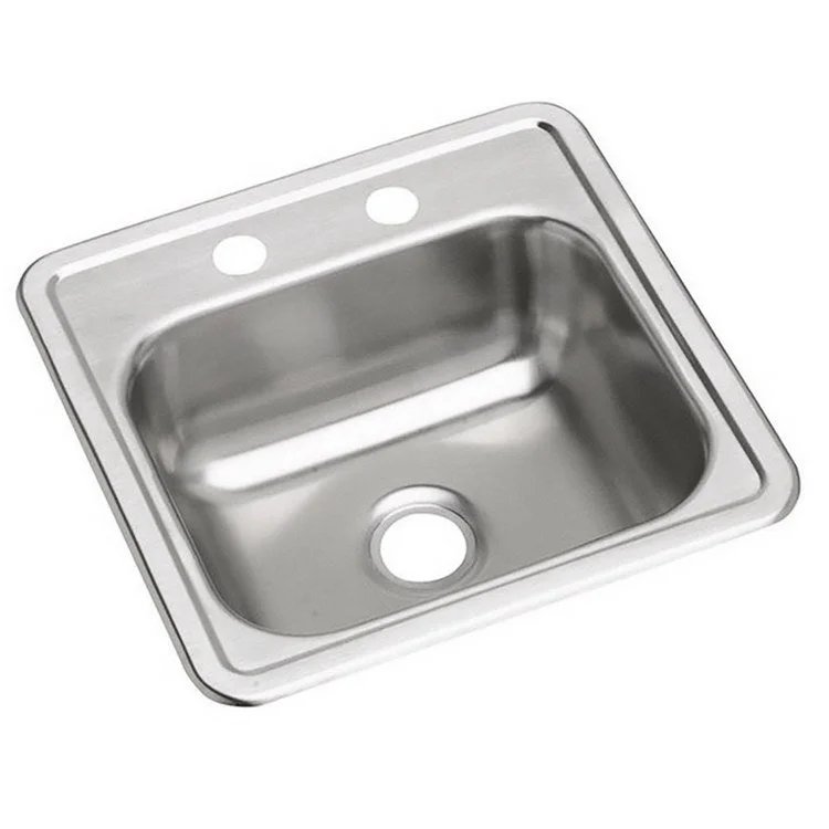 Bar Sink Kingsford 15 x 15 Inch Single Bowl with Drain Opening 1 Hole ADA Satin Drop-In Square Drain Size 2 Inch