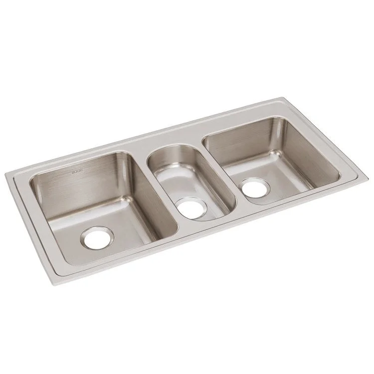 Kitchen Sink Lustertone Classic 43 x 22 Inch Triple Bowl Lustrous Satin Drop-In