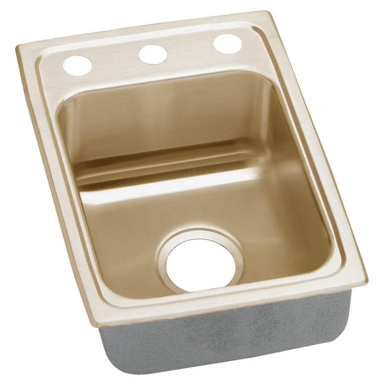 Kitchen Sink 15 x 22 Inch Single Bowl 2 Hole Copper Drop-In CuVerro Antimicrobial Copper Drain Location Center Bottom Only Pads