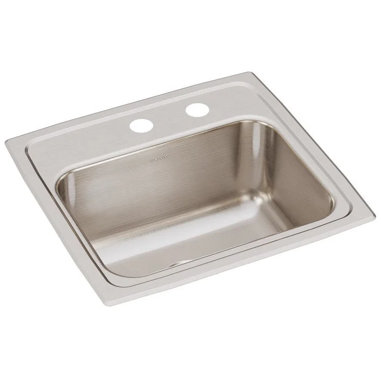 Kitchen Sink Lustertone Classic 17 x 16 Inch Single Bowl MR2 Hole Lustrous Satin Drop-In Stainless Steel Drain Location Center Sides and Bottom Pads