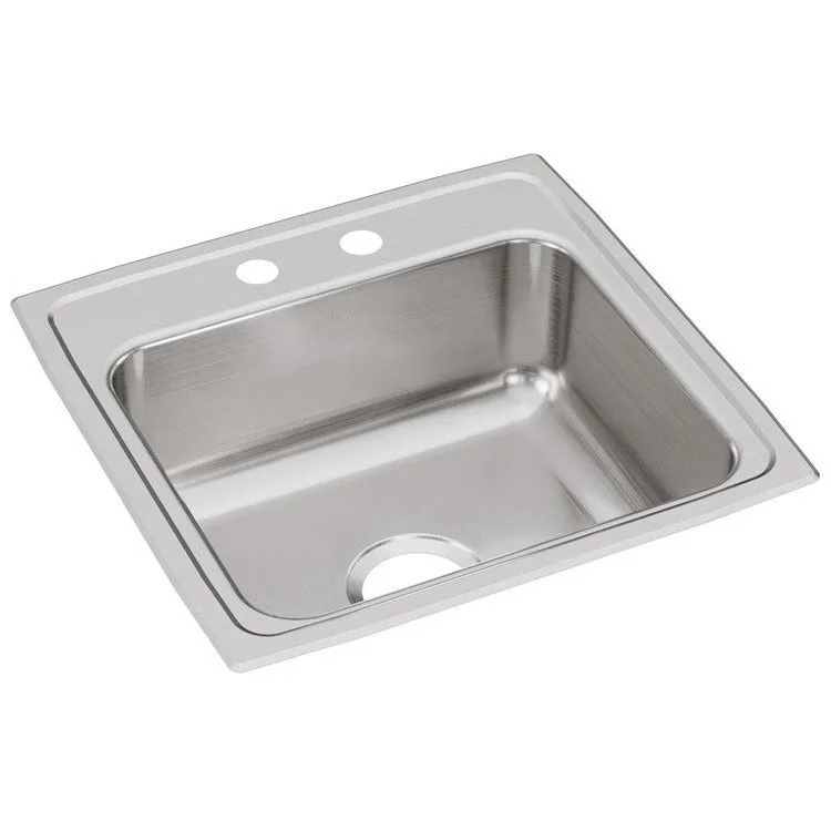 Lustertone Classic 19-1/2" Single Bowl Stainless Steel Drop-In Kitchen Sink with 2 Holes