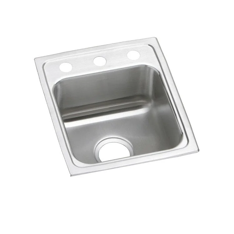 Kitchen Sink Lustertone Classic 13 x 16 Inch Single Bowl 1 Hole ADA Lustrous Satin Drop-In Square Drain Location Center Depth 5-1/2 Inch Bottom Only Pads