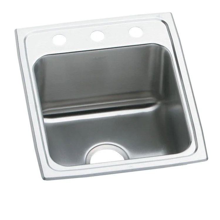 Kitchen Sink Lustertone Classic 15 x 22 Inch Single Bowl ADA Lustrous Satin Drop-In Rectangle Drain Location Rear Center Depth 6 Inch Bottom Only Pads