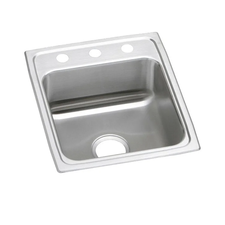 Kitchen Sink Lustertone Classic 17 x 20 Inch Single Bowl ADA Lustrous Satin Drop-In Rectangle Drain Location Rear Center Depth 5 Inch Bottom Only Pads