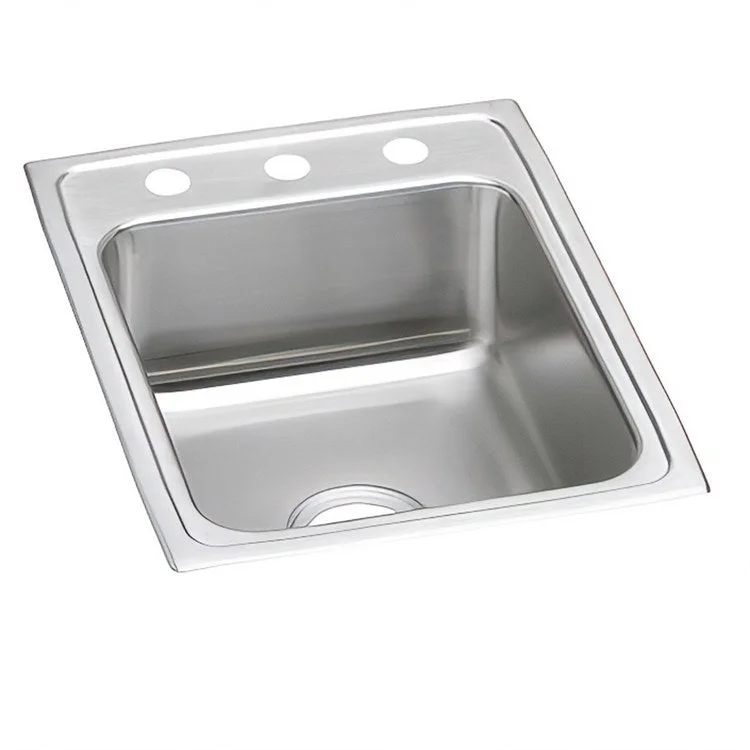 Kitchen Sink Lustertone Classic 17 x 22 Inch Single Bowl ADA Lustrous Satin Drop-In Rectangle Drain Location Rear Center Depth 5-1/2 Inch Bottom Only Pads