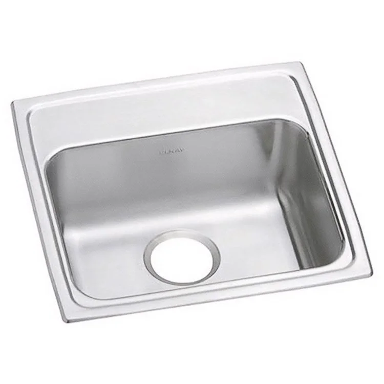 Kitchen Sink Lustertone Classic 19 x 18 Inch Single Bowl ADA Lustrous Satin Drop-In Rectangle Drain Location Rear Center Depth 6 Inch Bottom Only Pads