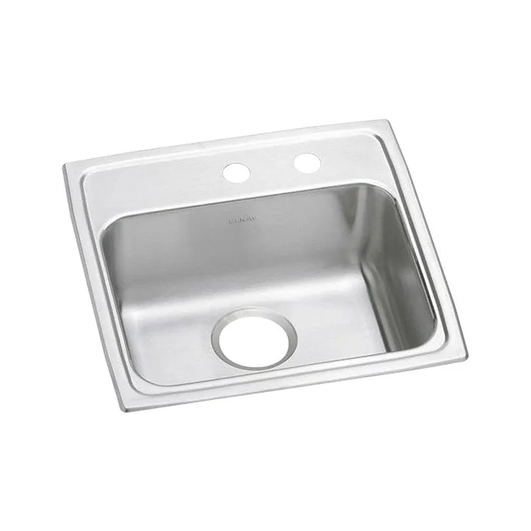 Kitchen Sink Lustertone Classic 19.5 x 19 Inch Single Bowl MR2 Hole ADA Lustrous Satin Drop-In Rectangle Drain Location Rear Center Depth 6 Inch Bottom Only Pads