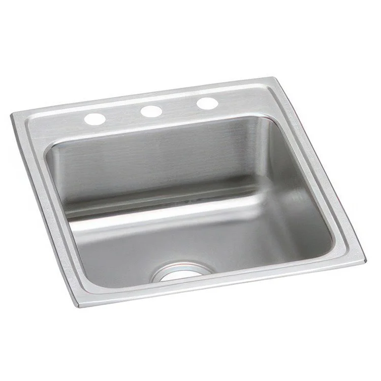 Kitchen Sink Lustertone Classic 19.5 x 22 Inch Single Bowl ADA Lustrous Satin Drop-In Rectangle Drain Location Rear Center Depth 5 Inch Bottom Only Pads