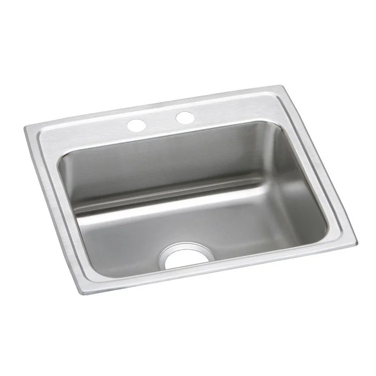 Kitchen Sink Lustertone Classic 22 x 19.5 Inch Single Bowl 5 Hole ADA Lustrous Satin Drop-In Rectangle Drain Location Rear Center Depth 5 Inch Bottom Only Pads