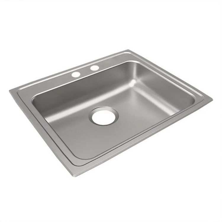 Lustertone Classic 22" Single Bowl ADA Stainless Steel Drop-In Kitchen Sink with 2 Holes