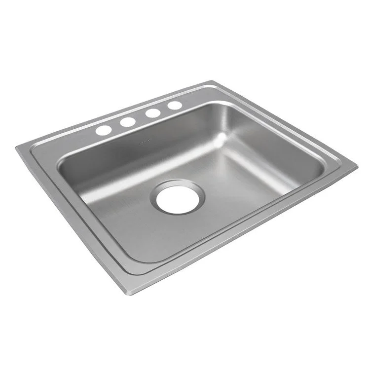 Lustertone Classic 22" Single Bowl ADA Stainless Steel Drop-In Kitchen Sink with 4 Holes