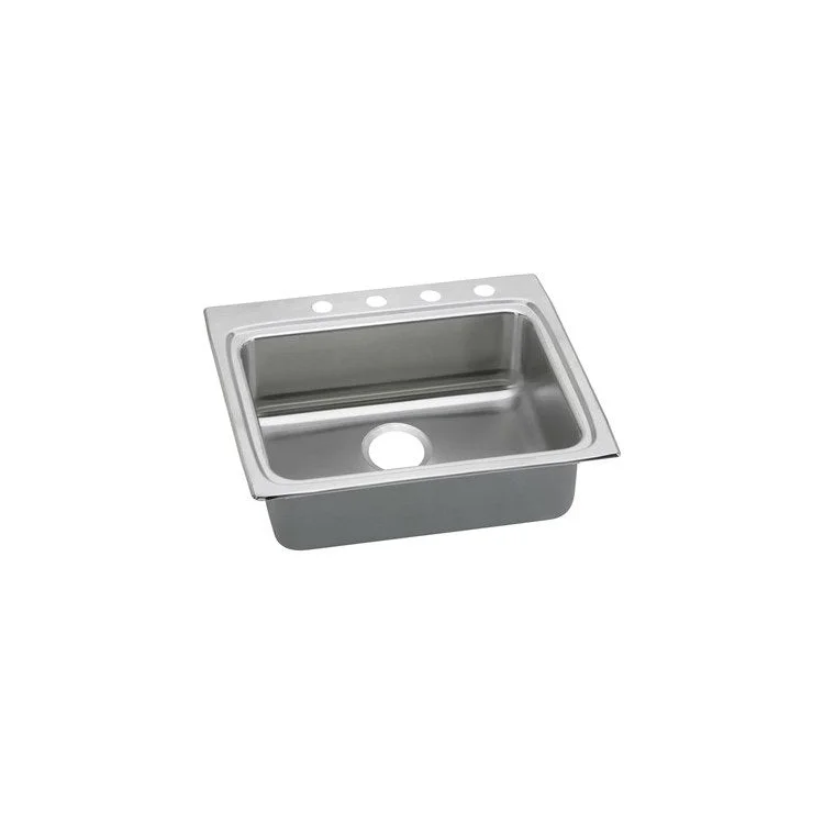 Lustertone Classic 25" Single Bowl ADA Stainless Steel Drop-In Kitchen Sink with 2 Holes