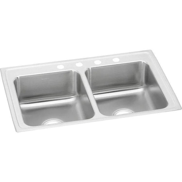 Lustertone Classic 29" Equal Double Bowl ADA Stainless Steel Drop-In Kitchen Sink with 3 Holes