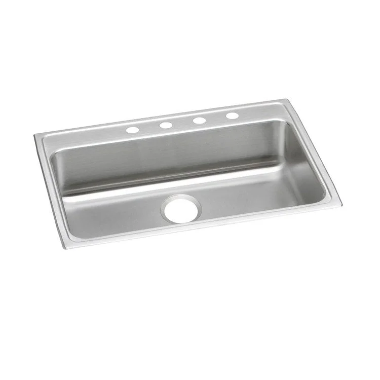 Kitchen Sink Lustertone Classic 31 x 22 Inch Single Bowl MR2 Hole ADA Lustrous Satin Drop-In Rectangle Drain Location Rear Center Depth 6 Inch Bottom Only Pads