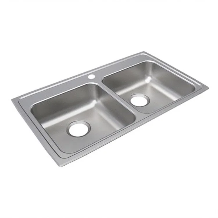 Lustertone Classic 33" Equal Double Bowl ADA Stainless Steel Drop-In Kitchen Sink with 3 Holes