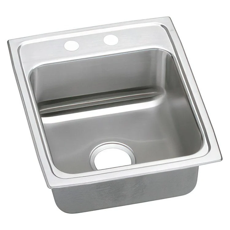 Kitchen Sink Lustertone Classic 17 x 20 Inch Single Bowl MR2 Hole ADA Lustrous Satin Drop-In Rectangle Drain Location Rear Center Depth 6-1/2 Inch Quick Clip Mounting System Bottom Only Pads