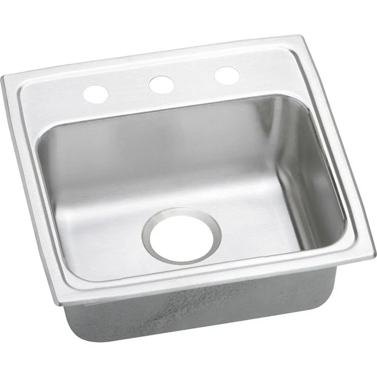 Kitchen Sink Lustertone Classic 19 x 18 Inch Single Bowl 3 Hole ADA Lustrous Satin Drop-In Rectangle Drain Location Rear Center Depth 5-1/2 Inch Quick Clip Mounting System Bottom Only Pads