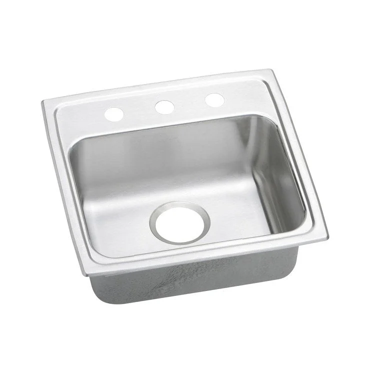 Kitchen Sink Lustertone Classic 19 x 18 Inch Single Bowl ADA Lustrous Satin Drop-In Rectangle Drain Location Rear Center Depth 6-1/2 Inch Quick Clip Mounting System Bottom Only Pads