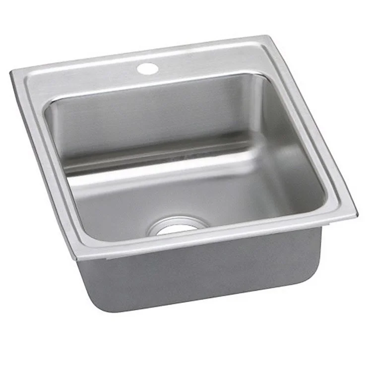 Kitchen Sink Lustertone Classic 19.5 x 22 Inch Single Bowl ADA Lustrous Satin Drop-In Rectangle Drain Location Rear Center Depth 5 Inch Quick Clip Mounting System Bottom Only Pads