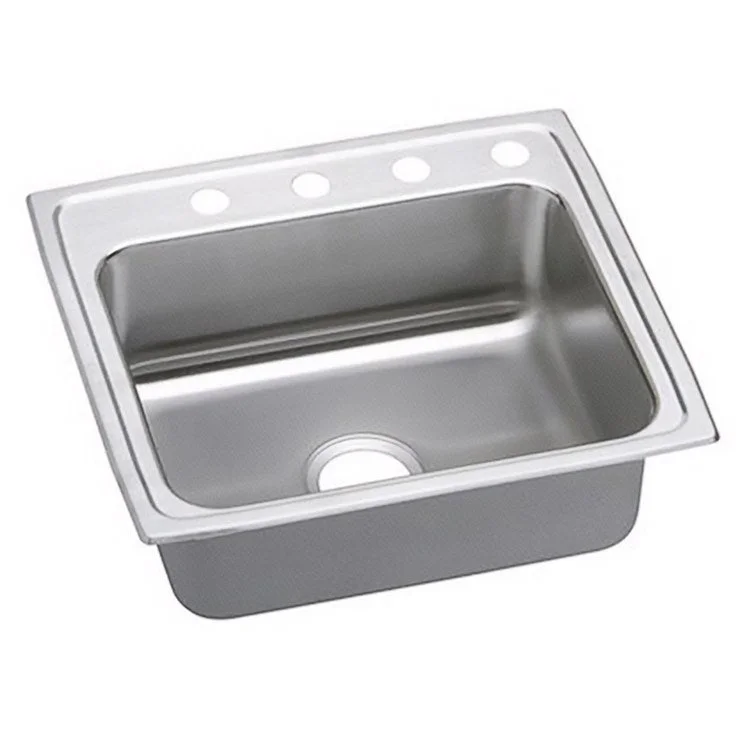 Kitchen Sink Lustertone Classic 25 x 21.25 Inch Single Bowl ADA Lustrous Highlighted Satin Top Mount Rectangle Drain Location Rear Center Depth 5-1/2 Inch Quick Clip Mounting System Full Spray Sides and Bottom