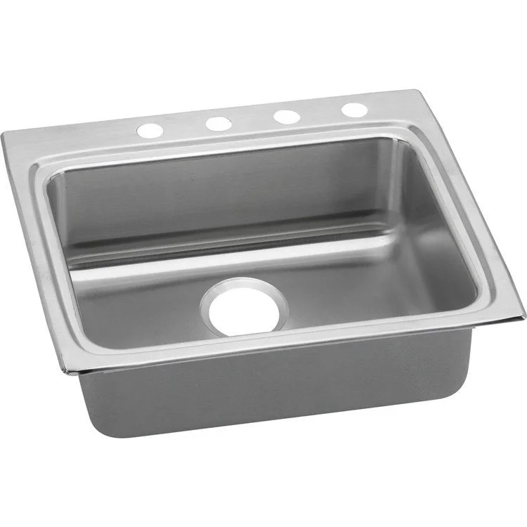 Lustertone Classic 25" Single Bowl ADA Stainless Steel Quick-Clip Drop-In Kitchen Sink with 4 Holes