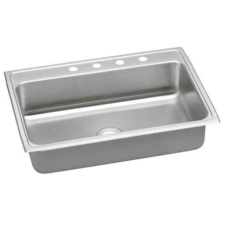 Kitchen Sink Lustertone Classic 31 x 22 Inch Single Bowl MR2 Hole ADA Lustrous Satin Drop-In Rectangle Drain Location Rear Center Depth 5-1/2 Inch Quick Clip Mounting System Bottom Only Pads