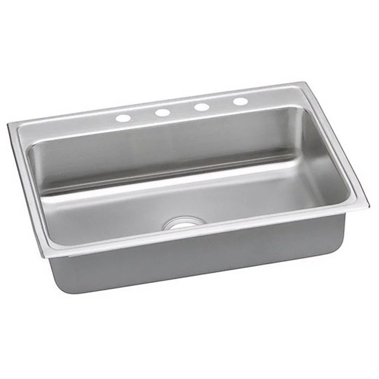 Kitchen Sink Lustertone Classic 31 x 22 Inch Single Bowl ADA Lustrous Highlighted Satin Top Mount Rectangle Drain Location Rear Center Depth 6-1/2 Inch Quick Clip Mounting System Full Spray Sides and Bottom