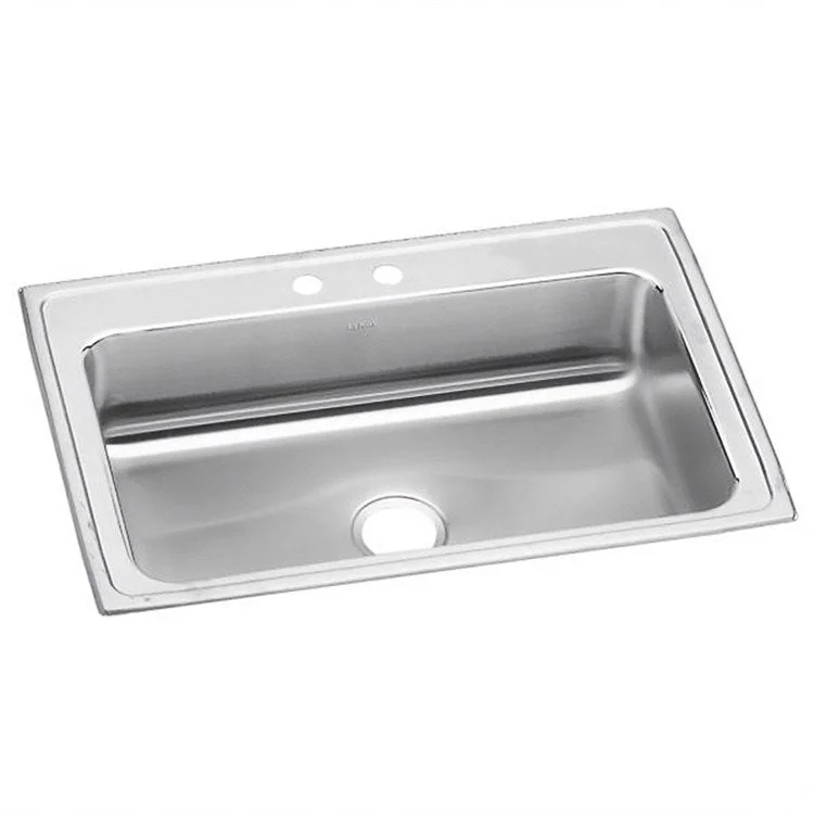 Kitchen Sink Lustertone Classic 33 x 22 Inch Single Bowl 2 Hole Lustrous Satin Drop-In Drain Location Center Bottom Only Pads