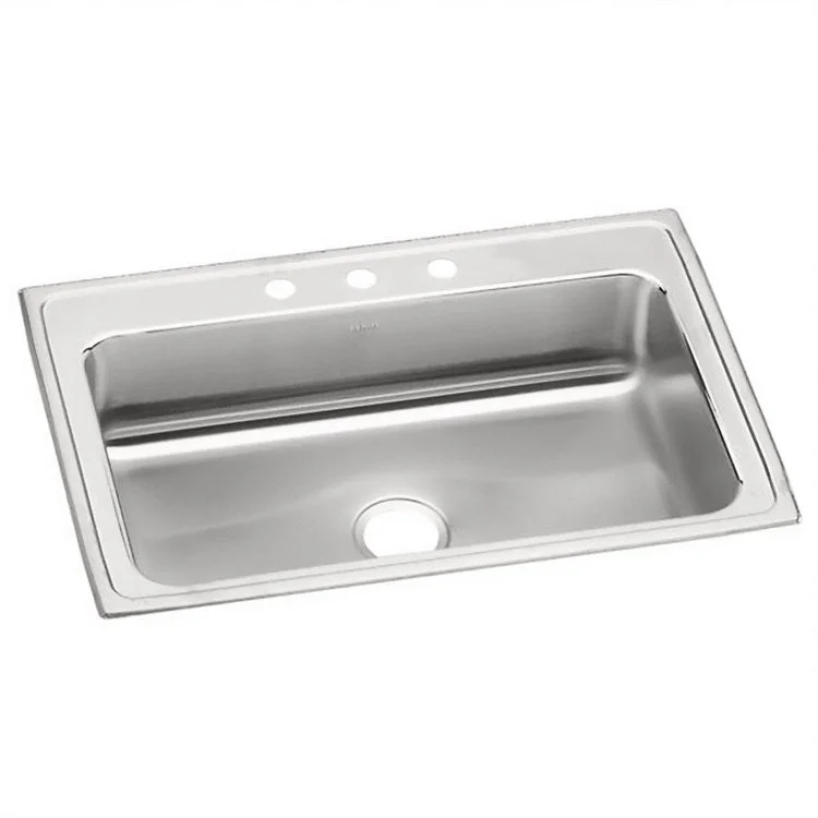 Lustertone Classic 33" Single Bowl Stainless Steel Quick-Clip Drop-In Kitchen Sink with 3 Holes