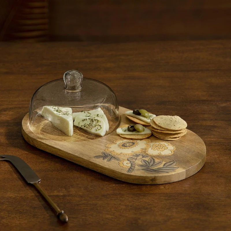 Fleur D'or Platter with Glass Cloche