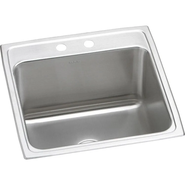 Kitchen Sink Lustertone Classic 22 x 22 Inch Single Bowl 2 Hole Lustrous Satin Drop-In 12-1/8 Inch