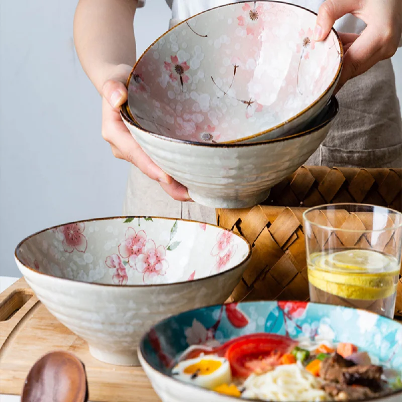 Japanese Style Floral Noodle Bowl