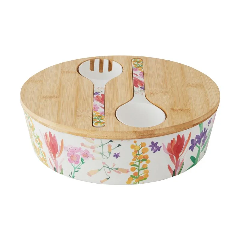 Maxwell & Williams Wildflowers - Bamboo Lid Salad Bowl 25cm